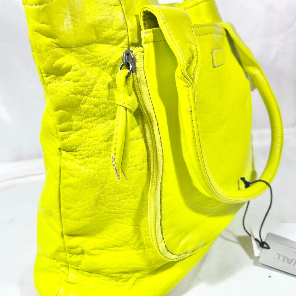 Vans Shoulder Tote Bag Purse Yellow Neon Post Up Zippers Snap Button New - Picture 5 of 12